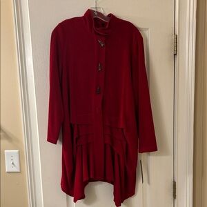 Chic Red Long Sleeve Coat